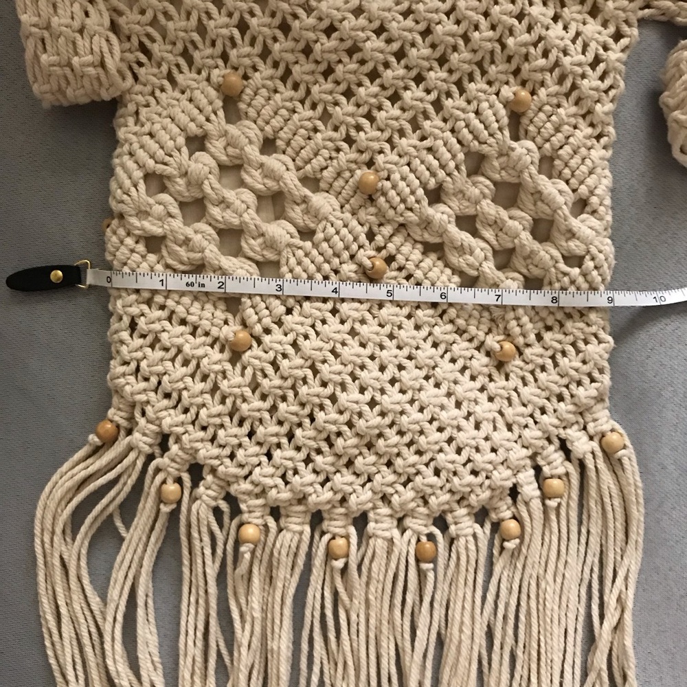 Vintage Cream Cotton Macrame Boho Bag - Picture 8 of 9